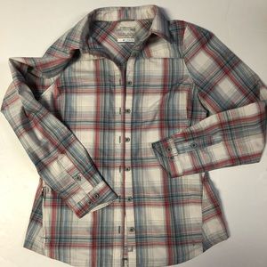 Columbia Plaid Long Sleeve Button Up Sun Protect